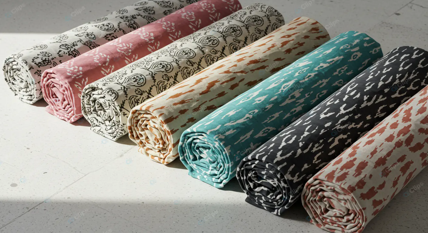 Vibrant Patterned Fabric Rolls