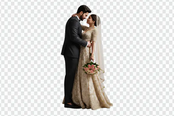 Elegant Indian Bride and Groom PNG for Wedding Invitations & Digital Art