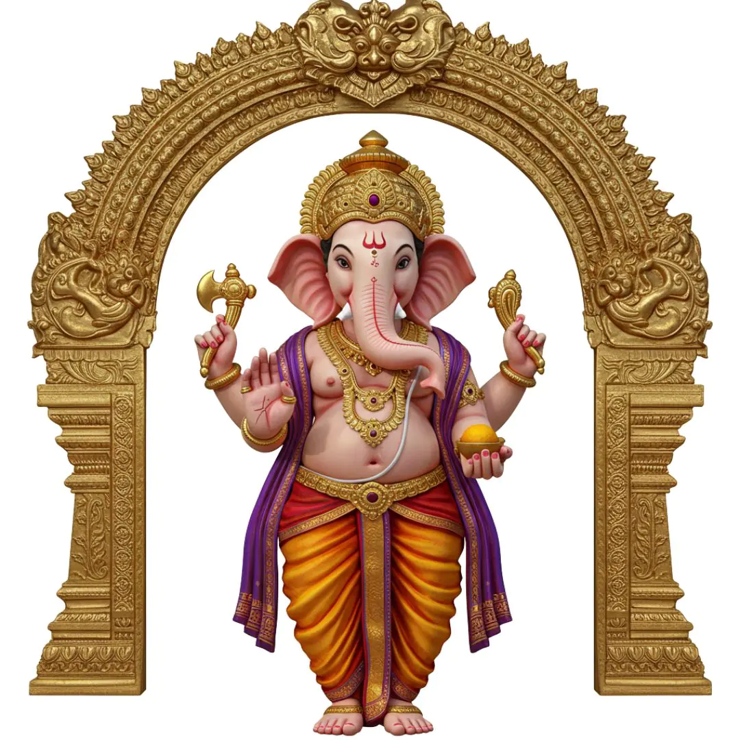 Ornate Ganesha under Golden Archway