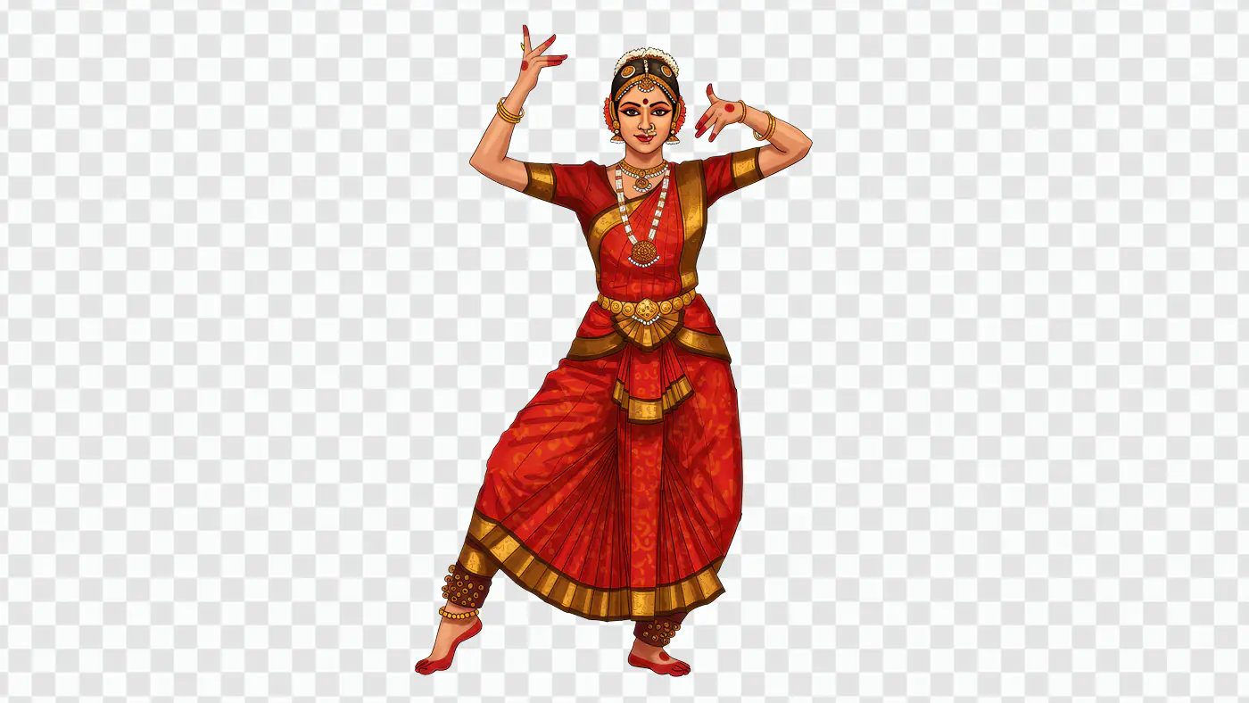 Bharatanatyam Dancer PNG – Traditional Indian Classical Dance Pose