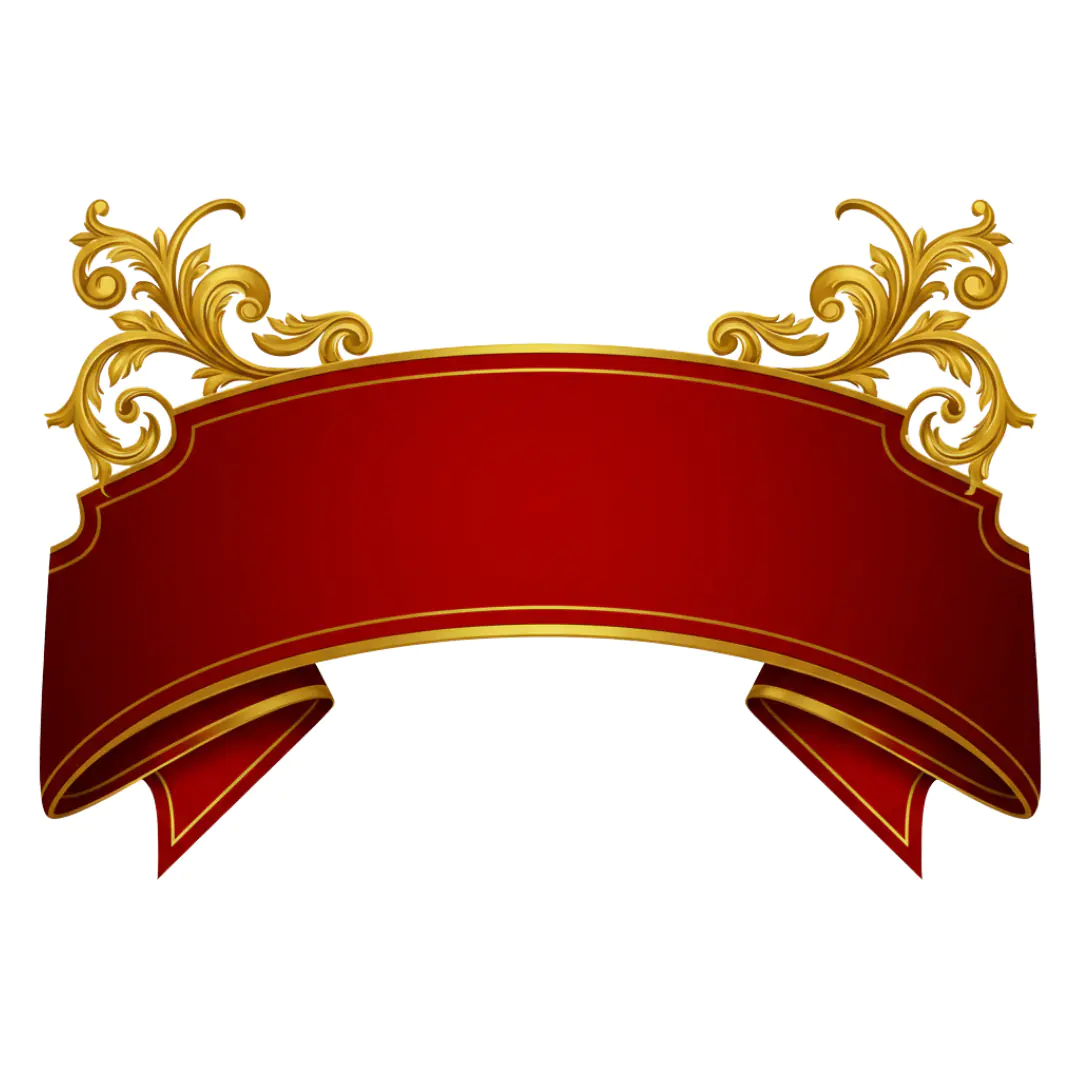 Elegant Red and Gold Banner PNG Clipart for Invitations and Labels