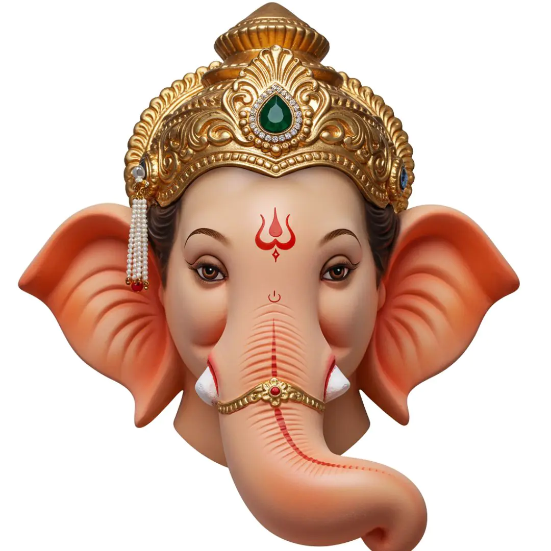 Ornate Ganesha Head with Golden Crown