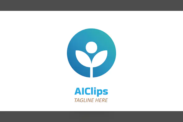 Minimal Human and Leaf Logo in Blue Gradient for Wellness, Growth, and Eco Brands