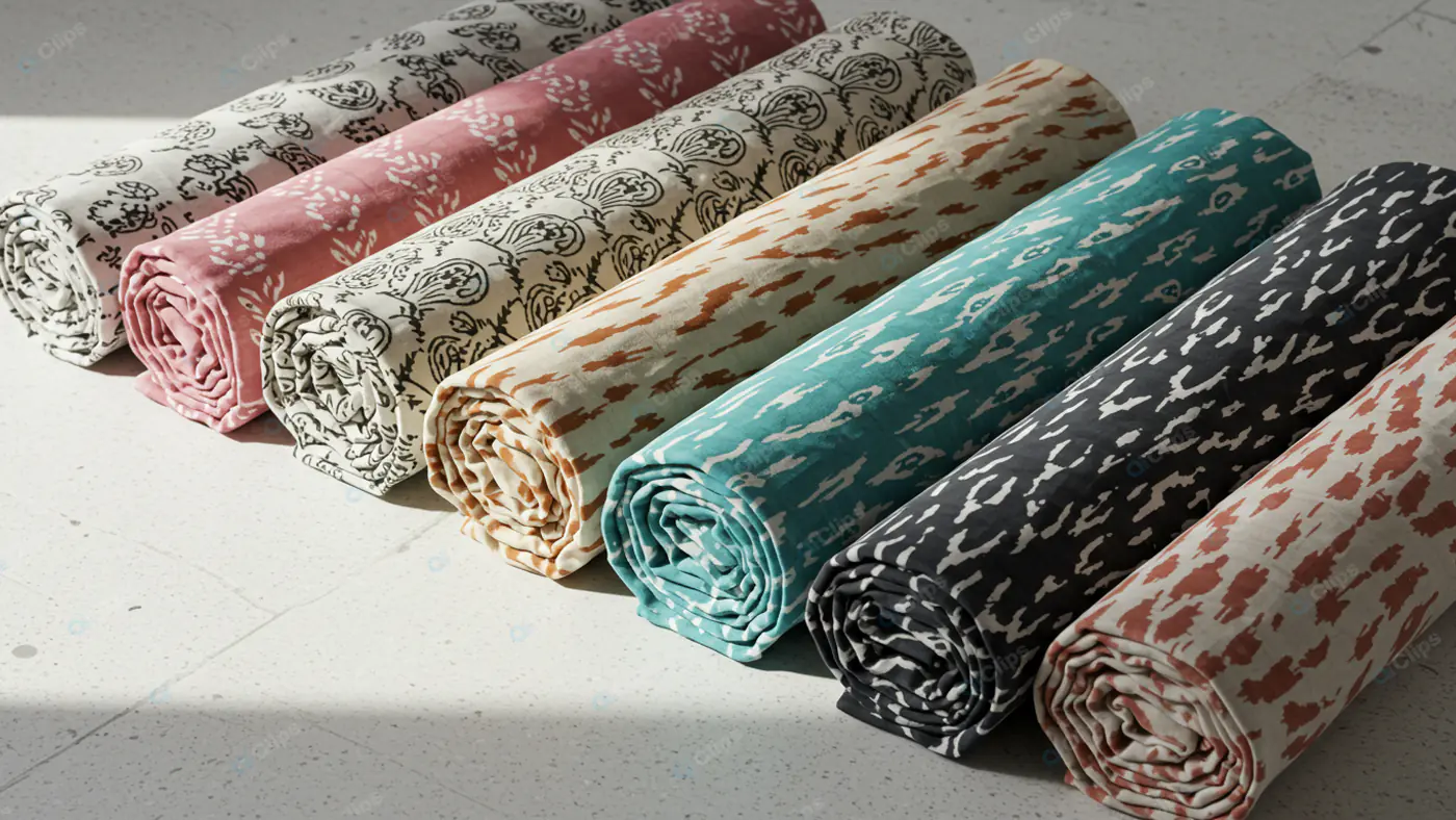 Vibrant Patterned Fabric Rolls
