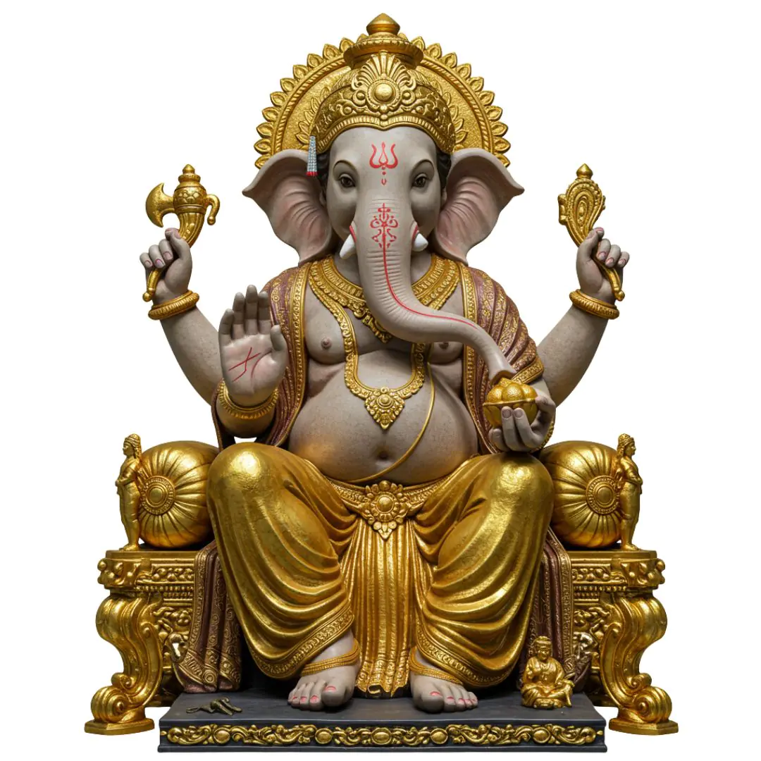 Ganesha Statue on Golden Throne