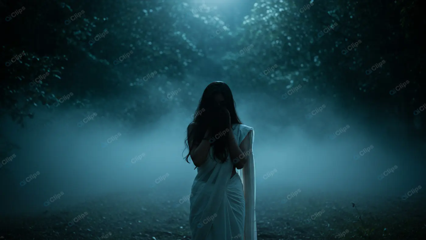 Ethereal Figure in Misty Forest