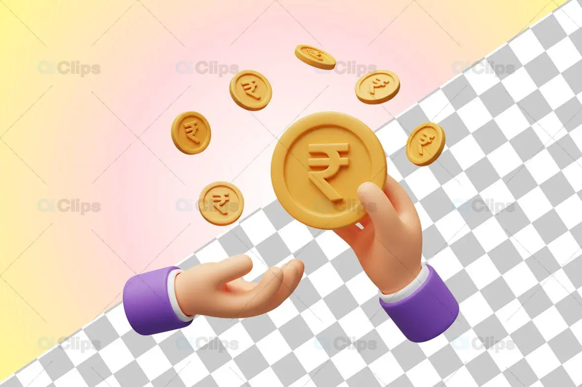 3D Rupee Transaction and Exchange Illustration