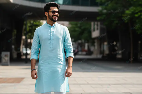 Stylish Man in Aqua Kurta