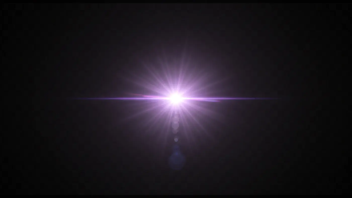Violet Lens Flare Burst on Transparent Dark Background