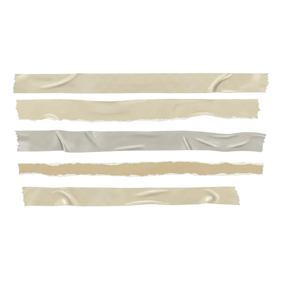Long Wrinkled Tape PNG Set – Realistic Masking and Duct Tape Strips