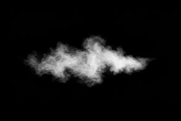 Realistic White Smoke Puff on Black Background