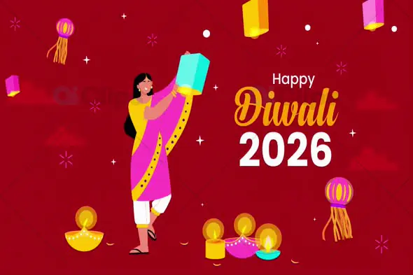 Happy Diwali 2026 Animation with Lanterns and Diyas