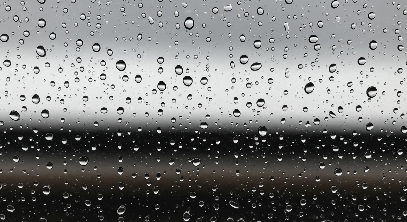 Rain Drops on Glass with Overcast Horizon