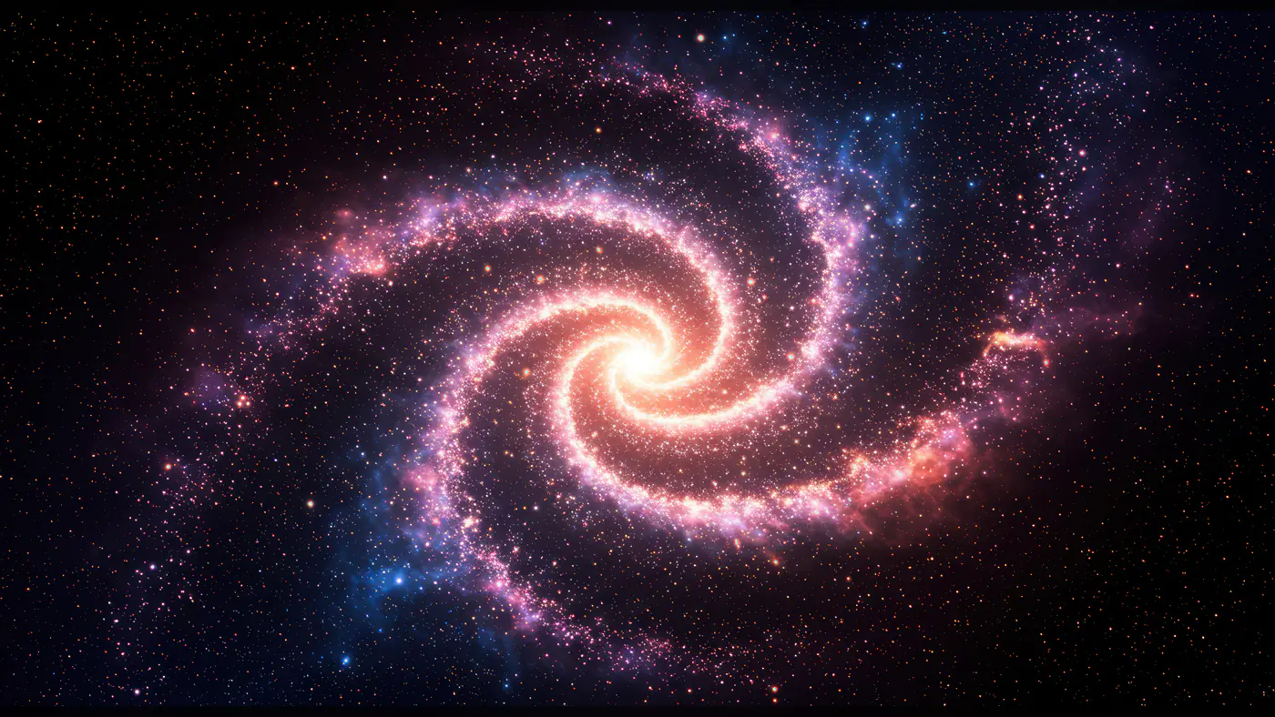 Radiant Spiral Galaxy with Glowing Arms in Deep Space