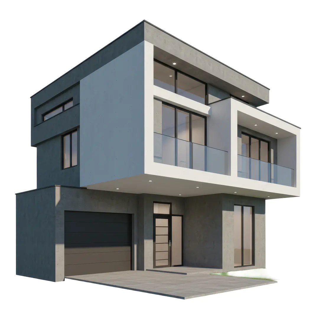 Luxury Contemporary House PNG – Realistic 3D Home Design with Transparent Background