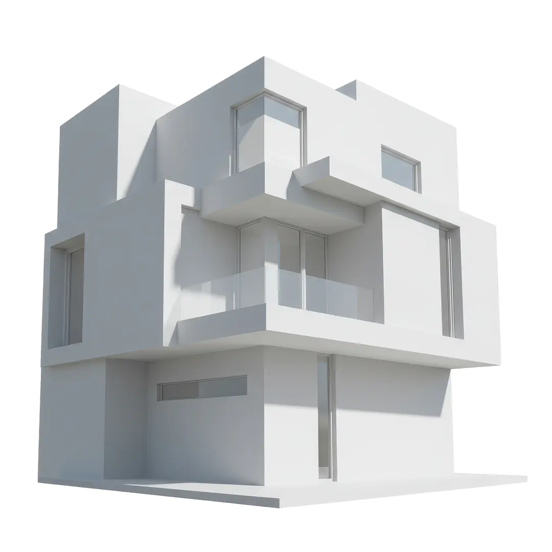 Modern Minimalist White House PNG – Contemporary 3D Building