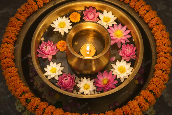 Serene Diwali Thali Arrangement