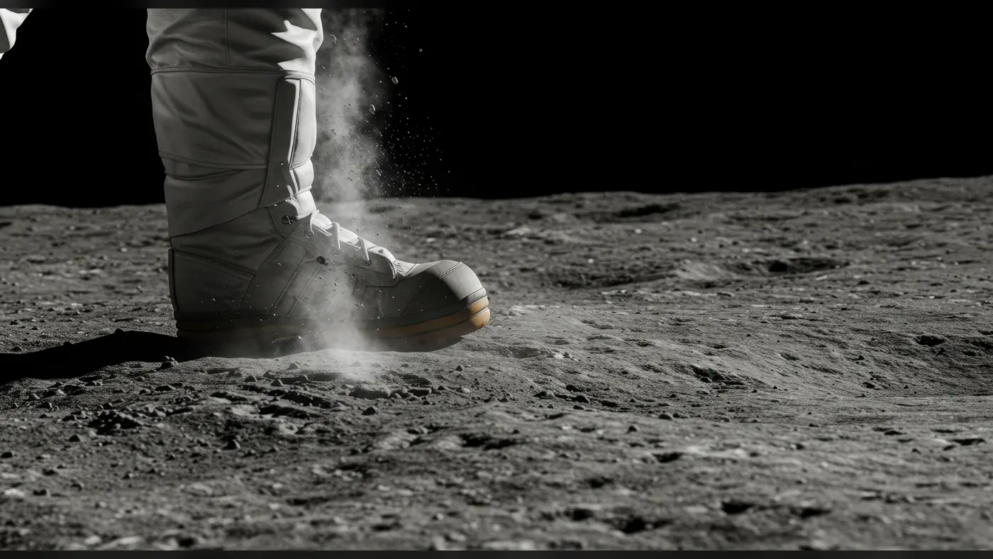 Astronaut Footprint Touching Lunar Surface