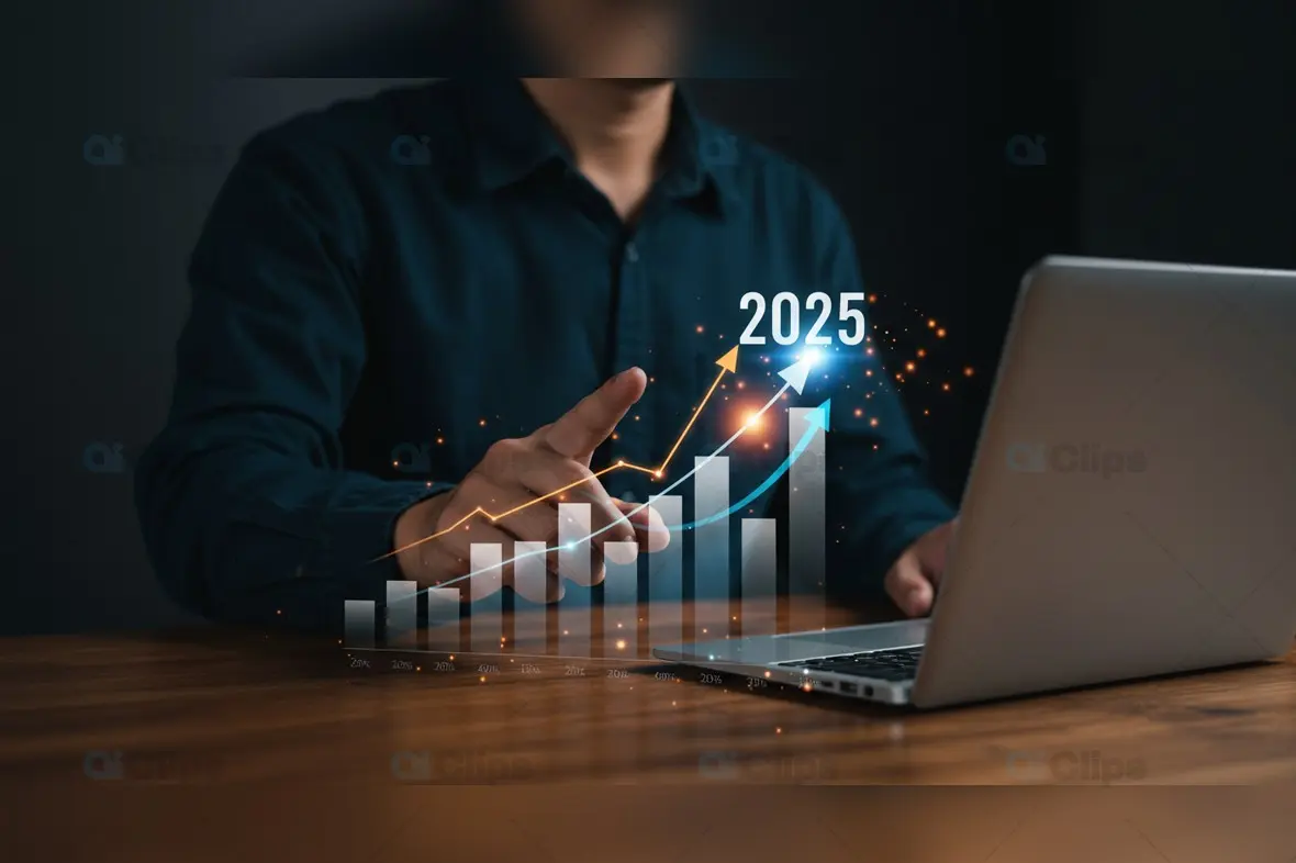 Business Growth Projection 2025 with Holographic Chart