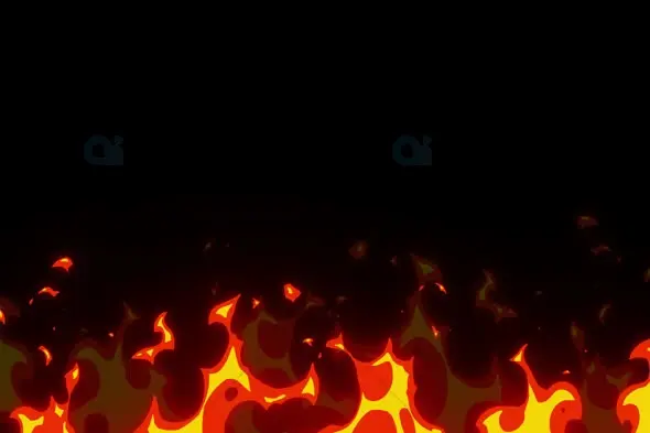 Cartoon Fire Animation on Black Background