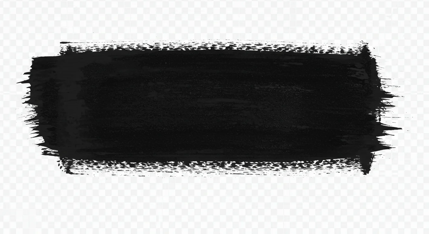 Grunge Black Brush Stroke Texture on Transparent Background