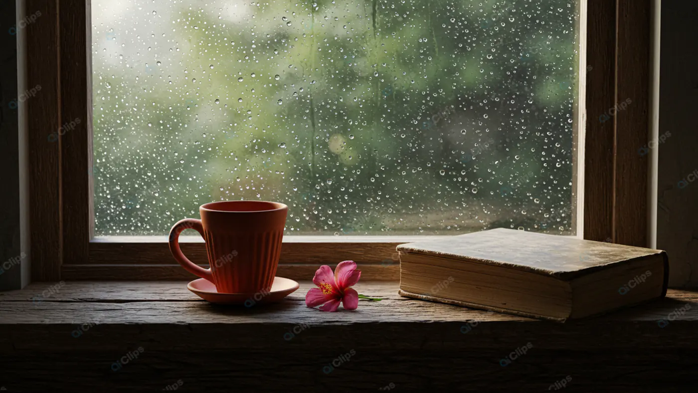 Rainy Day Windowsill Serenity