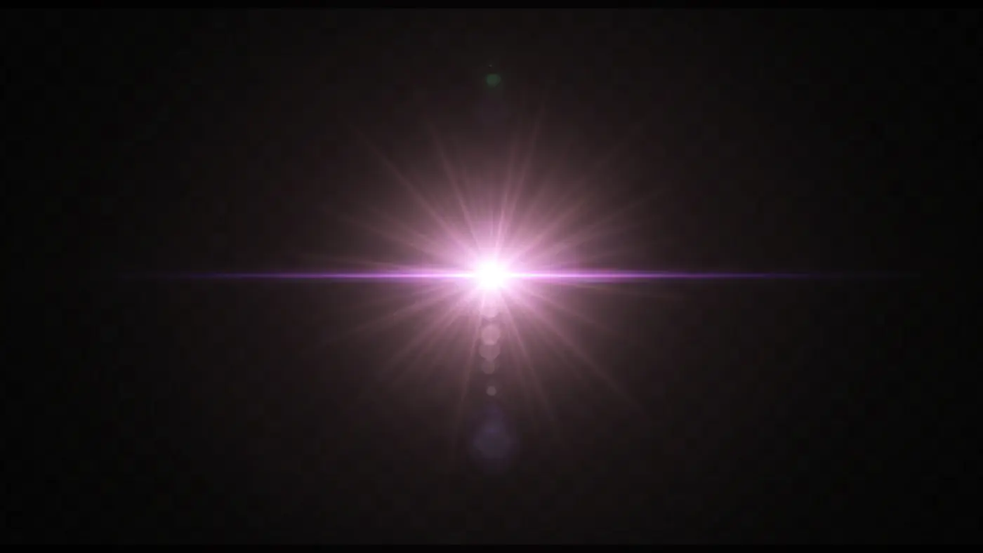 Pink Starburst Lens Flare Light Effect on Black Background