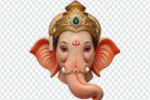 Ornate Ganesha Head with Golden Crown