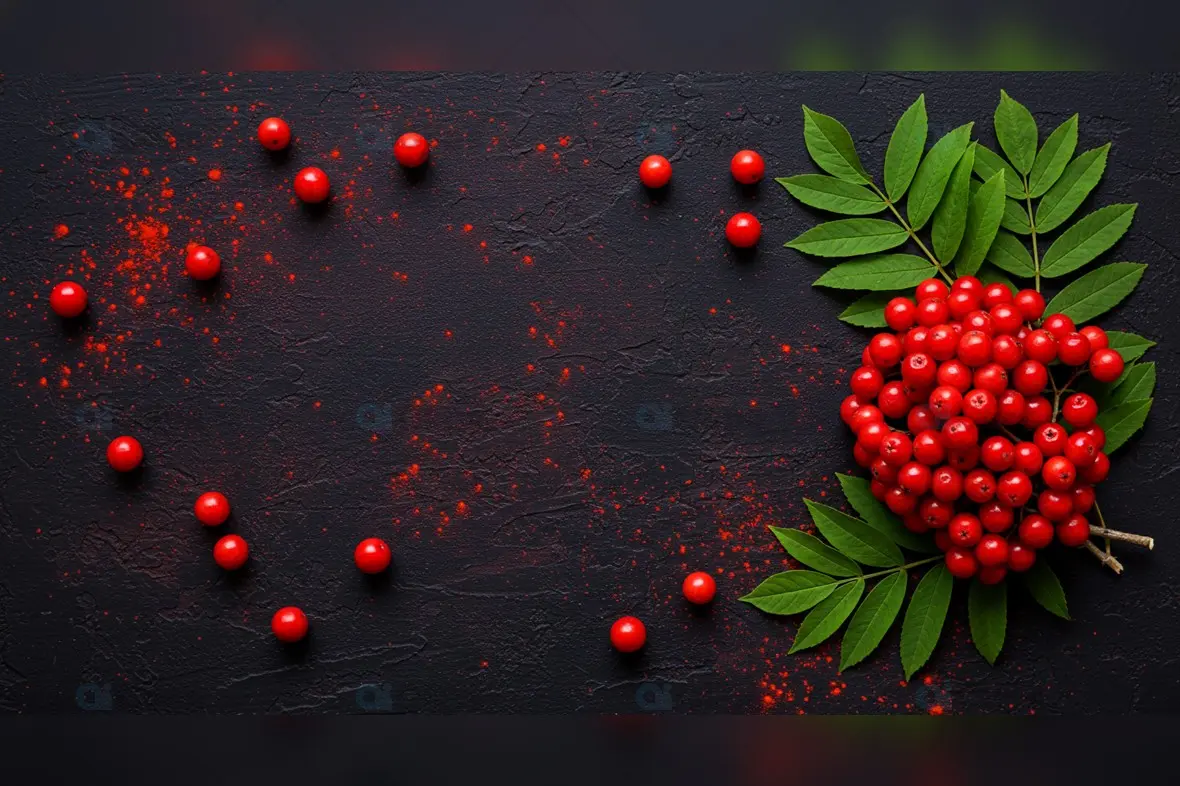 Vibrant Red Berries on Dark Background - Stock Image