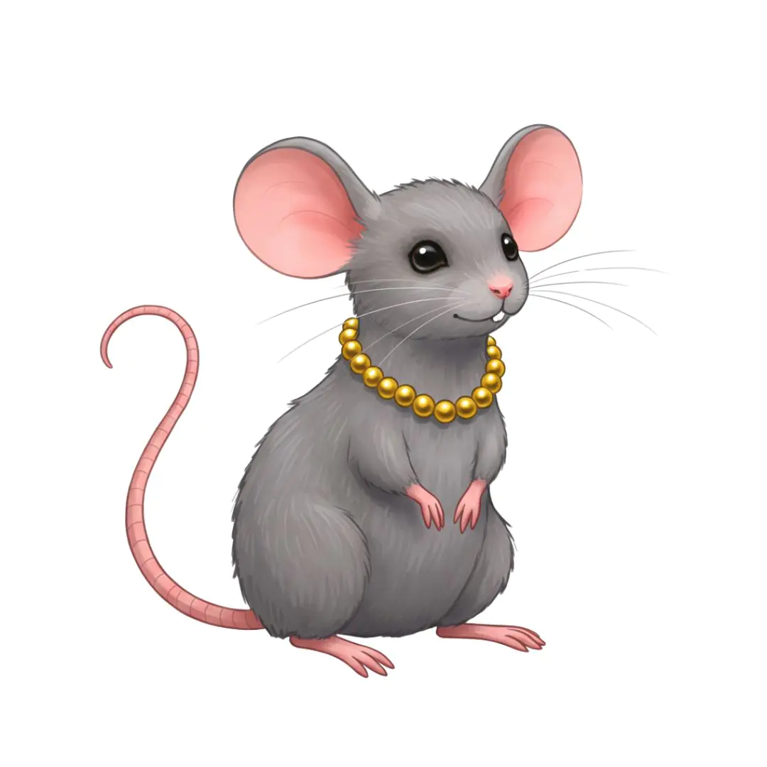 Elegant Mouse with Golden Necklace
