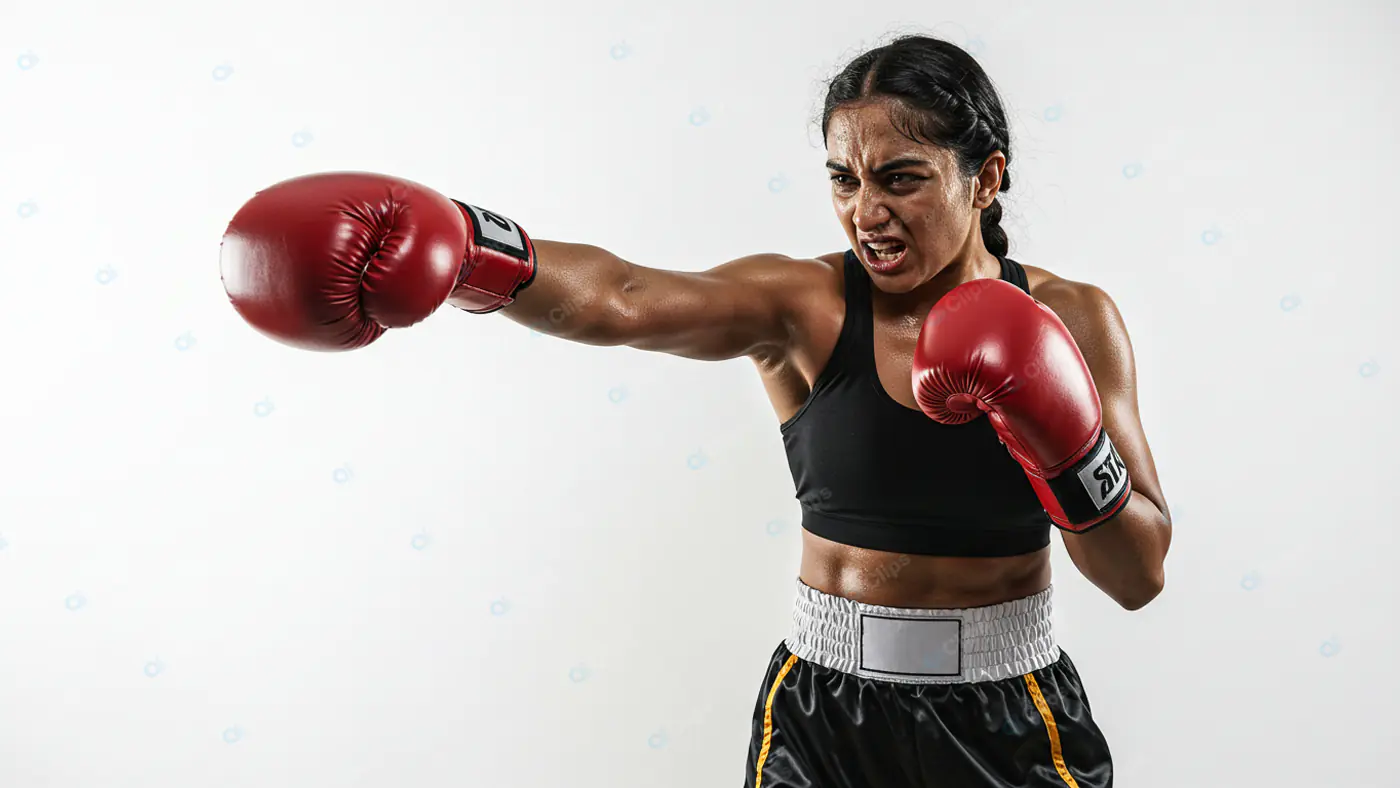 Fierce Female Boxer's Powerful Punch