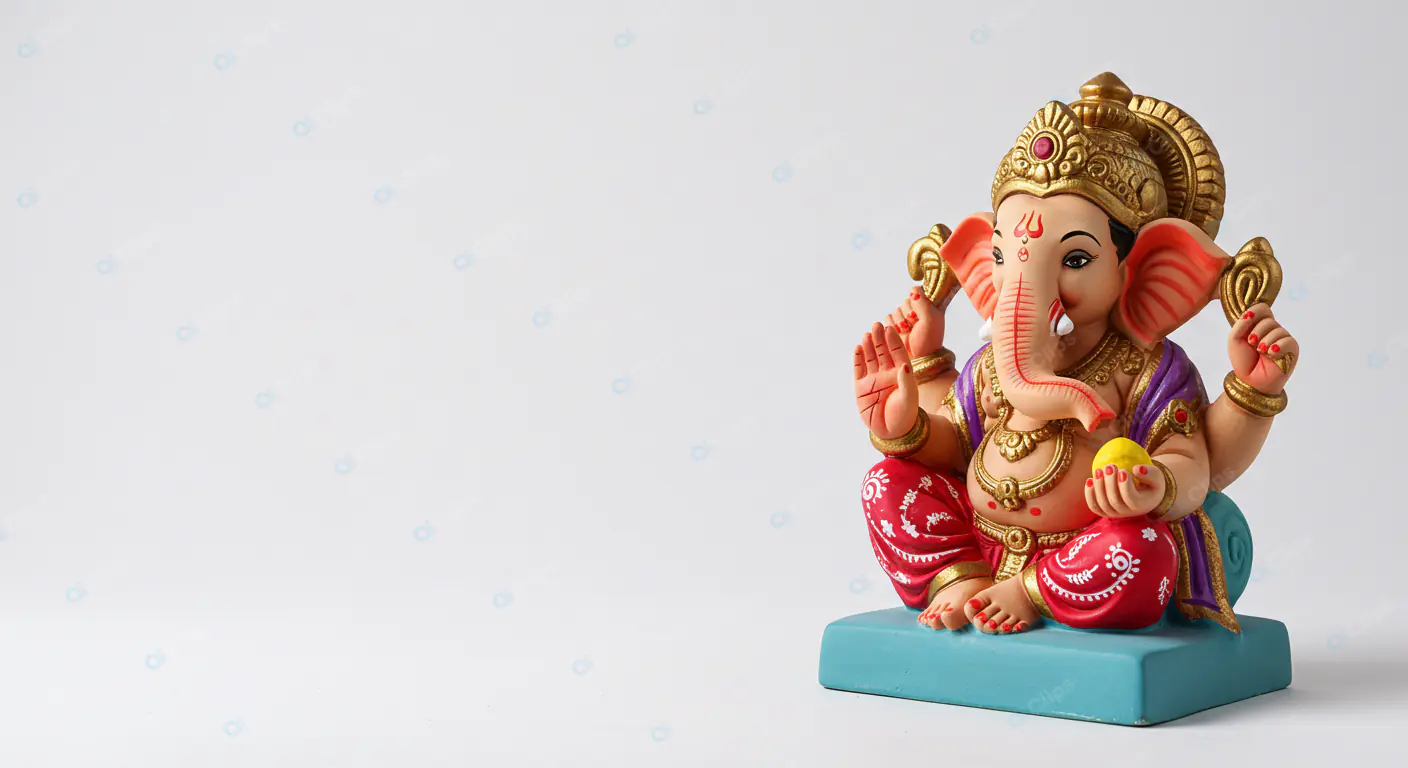Vibrant Ganesha Figurine on Turquoise Base