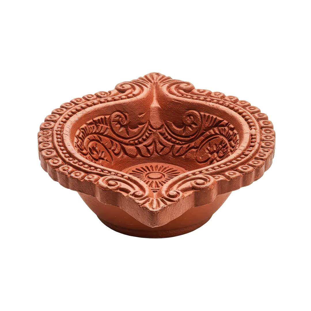 Traditional Indian Clay Diya for Diwali Decoration