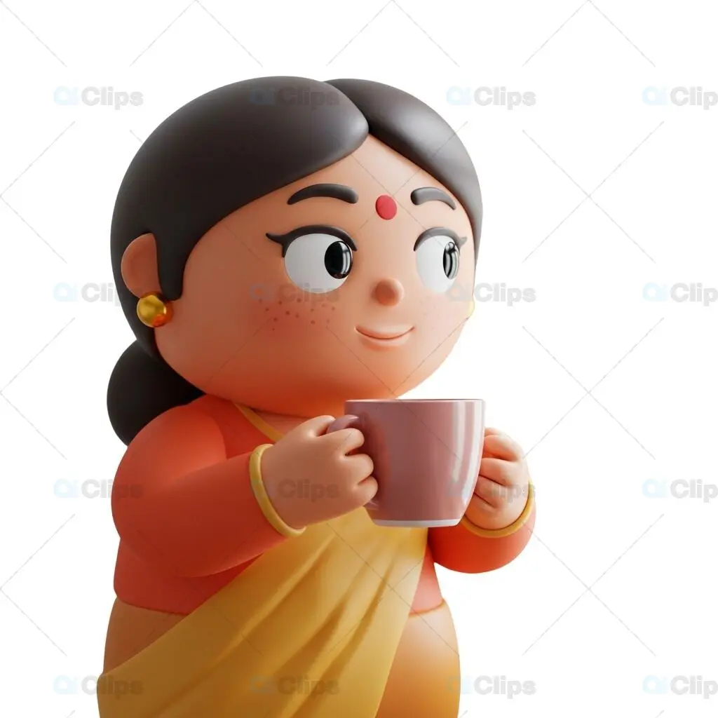 Traditional Indian Woman 3D Character Illustration