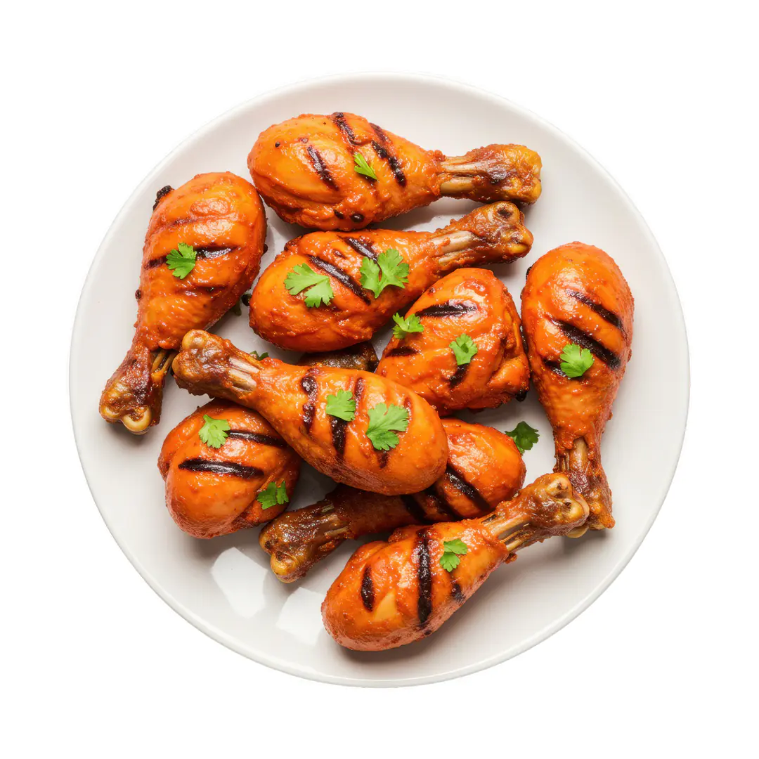 Spicy Indian Grilled Chicken Drumsticks PNG for Menus & Food Promotions
