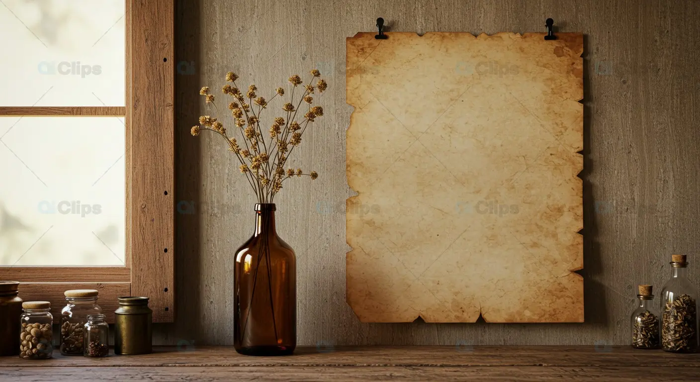 Rustic Vintage Paper and Dried Flowers Arrangement