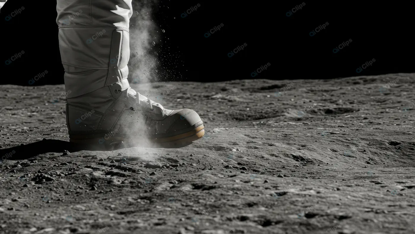Astronaut Footprint Touching Lunar Surface