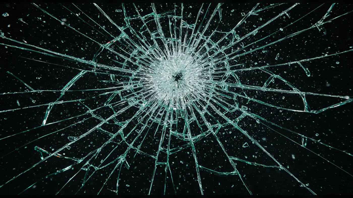 High-Resolution Broken Glass Texture with Central Shatter Impact