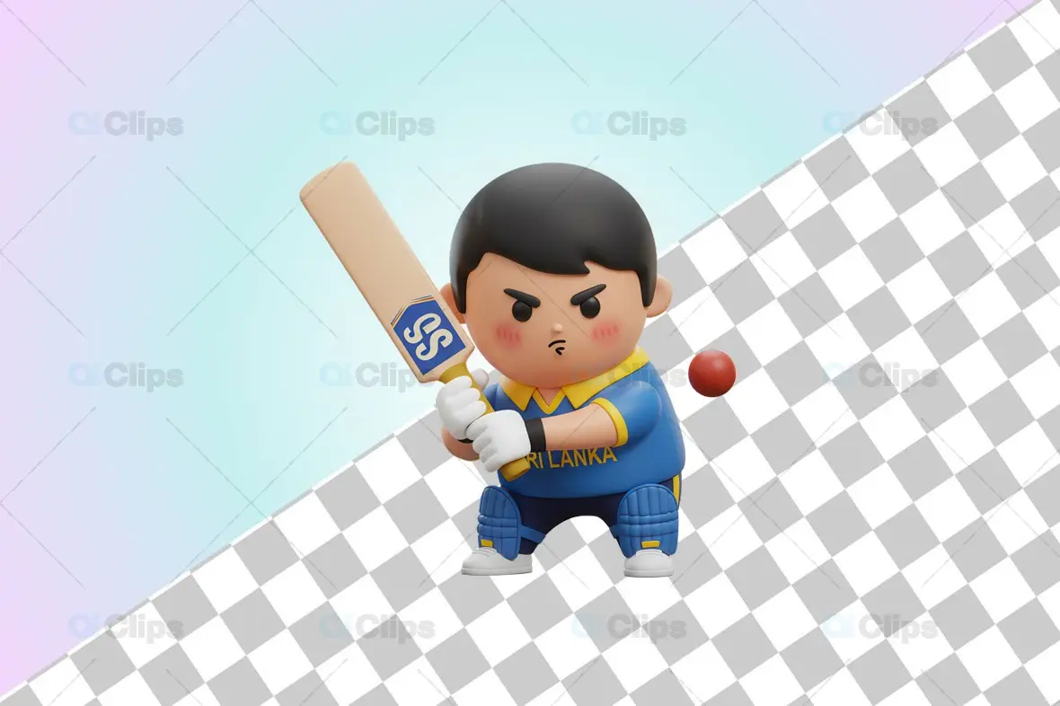 Sri Lankan Cricket Player 3D Illustration