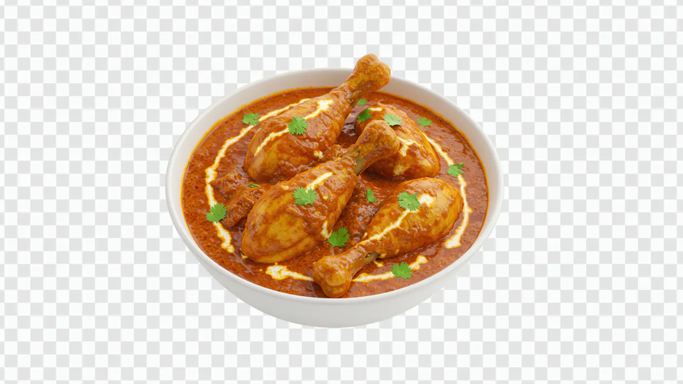 Authentic Indian Chicken Curry Drumsticks PNG for Food Branding