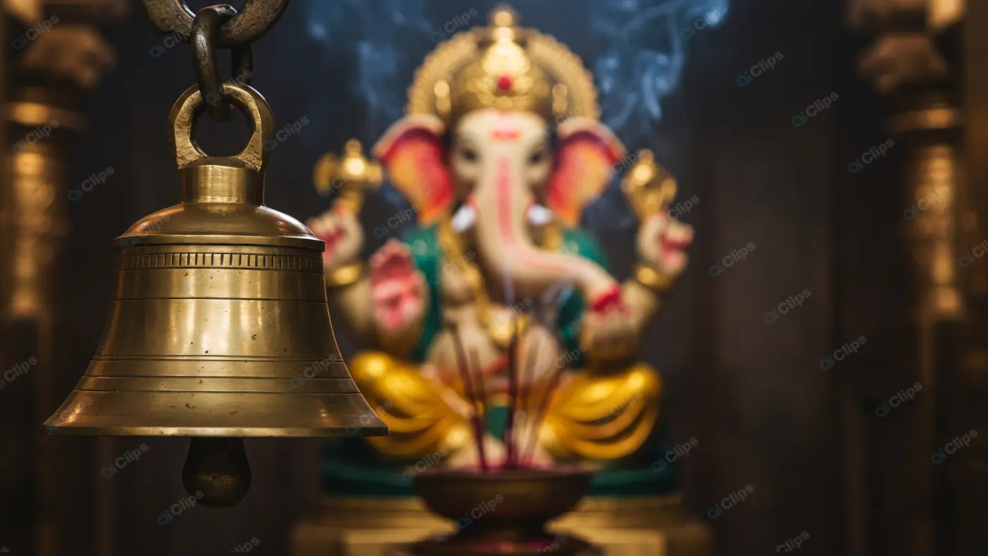 Sacred Bell Before Ganesha Idol