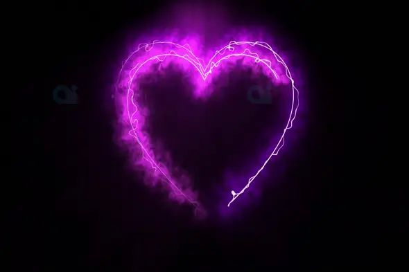 Vibrant Electric Neon Purple Heart Animation with Smoky Glow