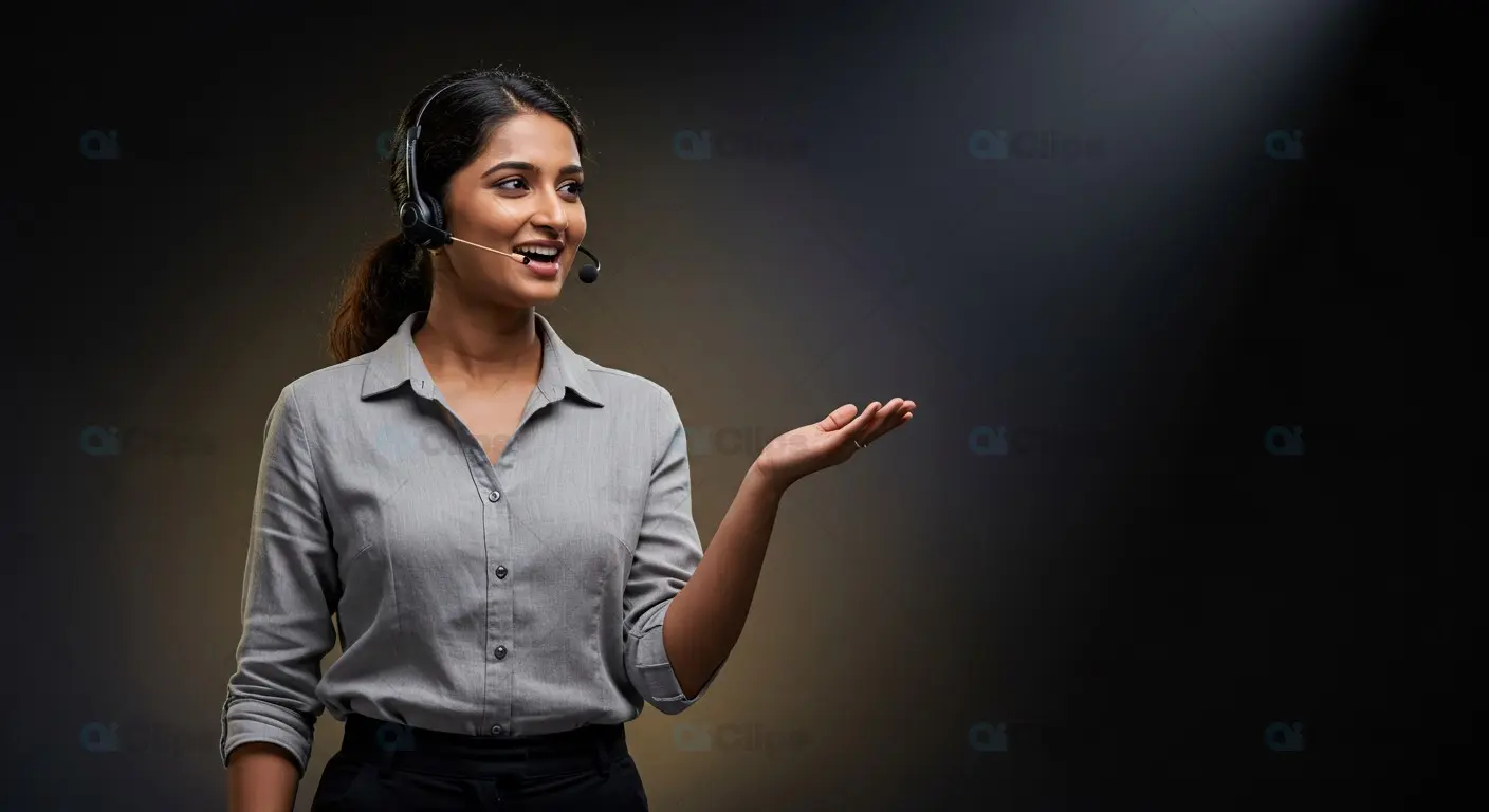 Indian Female Customer Support Representative with Headset