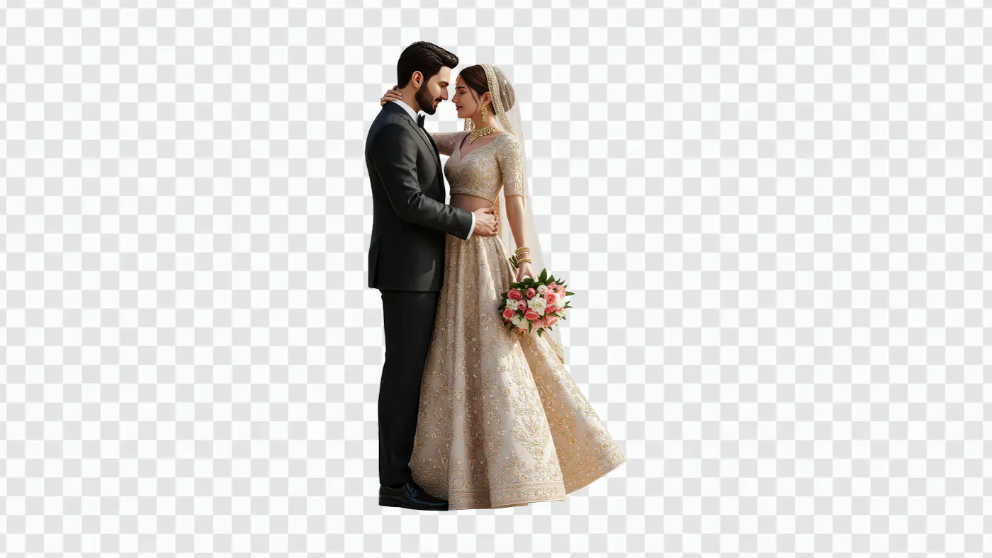 Indian Bride and Groom PNG for Wedding Invitations & Designs