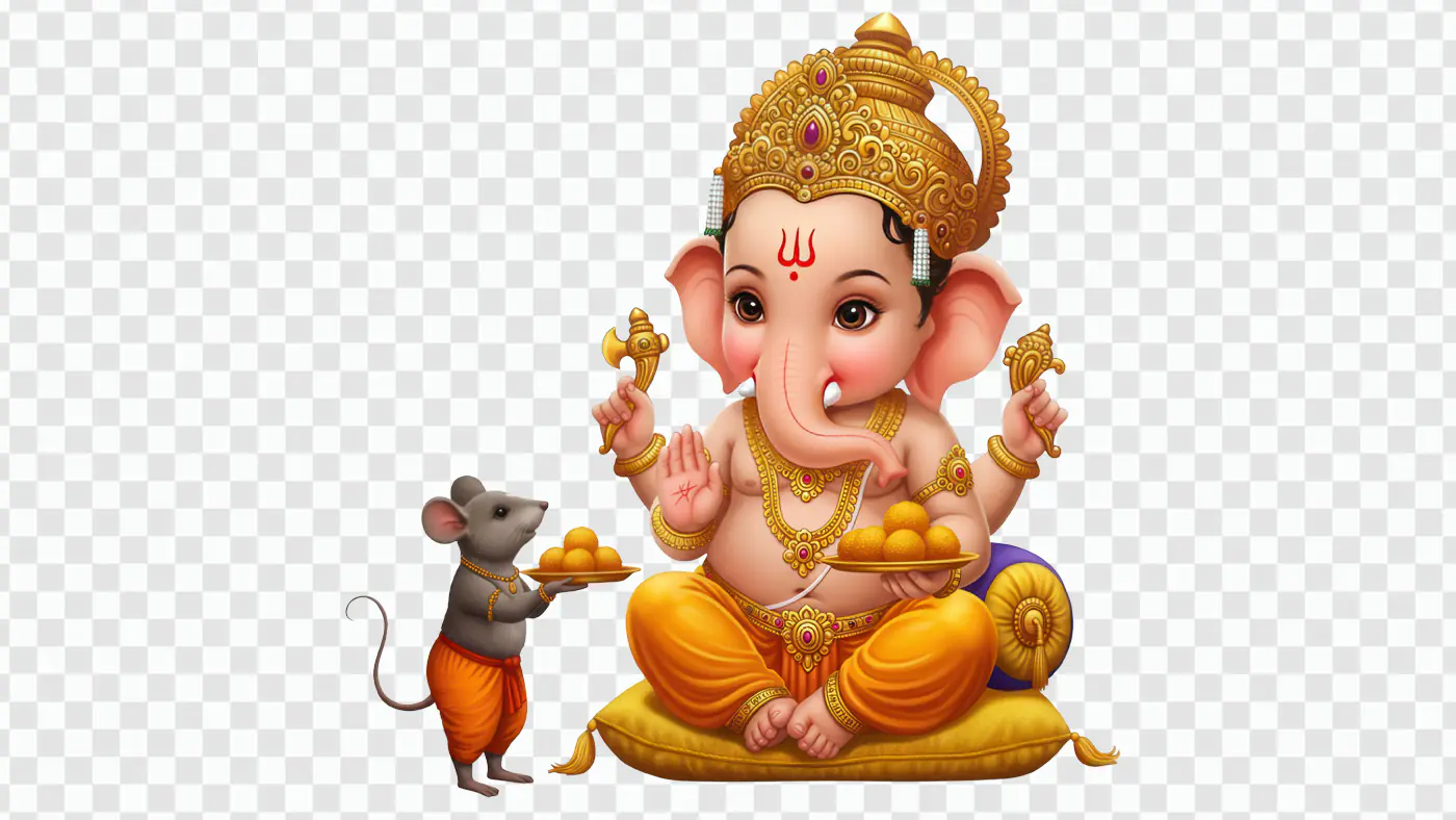 Ornate Ganesha with Companion Mouse