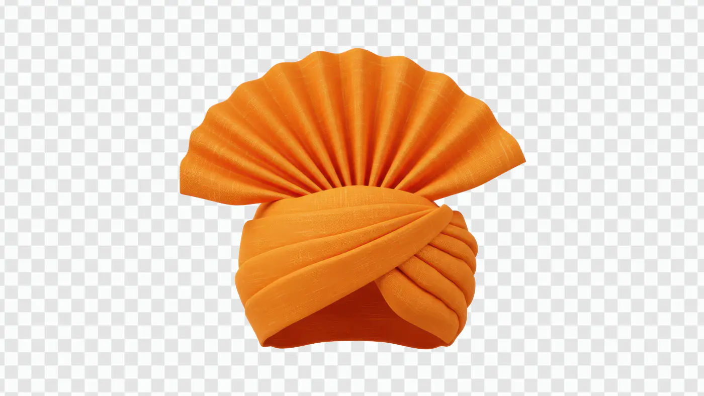Orange Turban PNG – Traditional Indian Pagdi