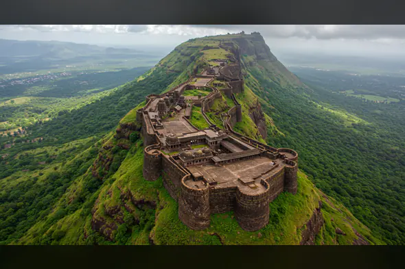 Historic Indian Fort on Green Mountain Landscape