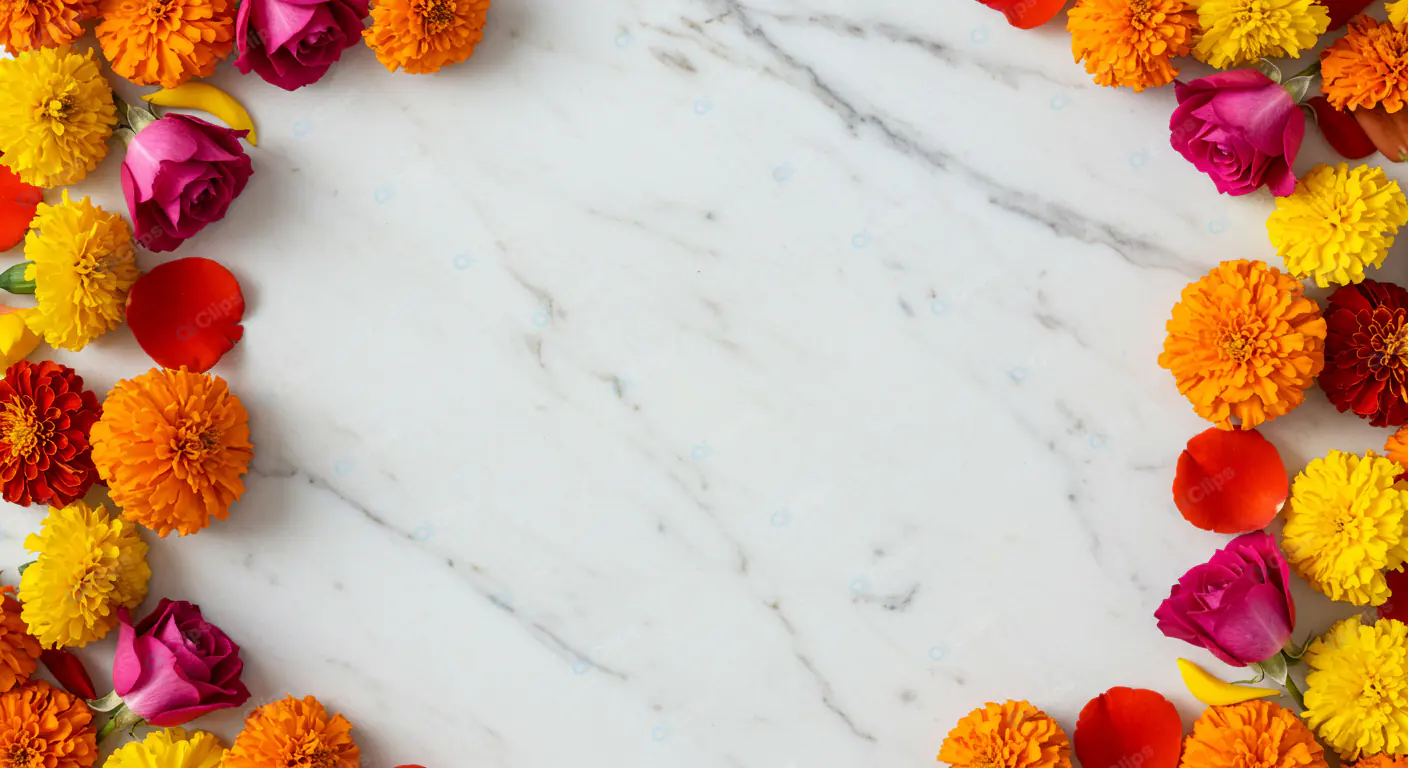 Festive Floral Marble Frame