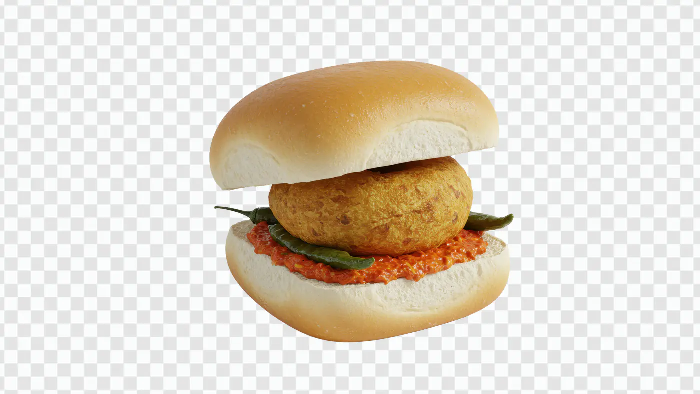 Vada Pav PNG – Authentic Indian Street Food Transparent Clipart