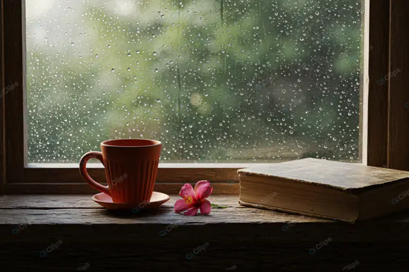 Rainy Day Windowsill Serenity